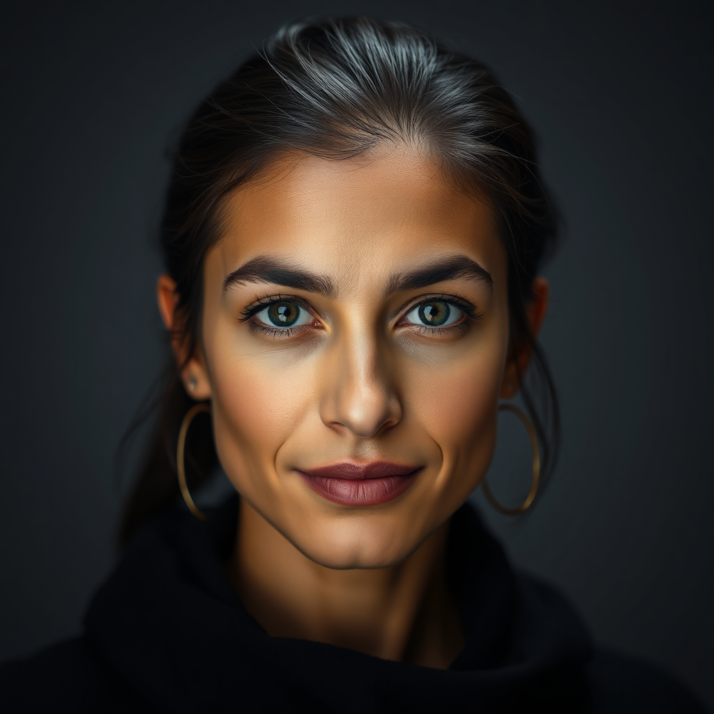 A striking portrait of a person, showcasing their unique personality and character. The lighting is dramatic and flattering, highlighting their best features. The composition is carefully considered, drawing the viewer's eye to their expression. The image represents the photographer's skill in capturing compelling portraits. 8k resolution, hyperrealistic.